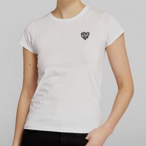 Rag & Bone Love is Love White Embroidered Crewneck Tee Size XS